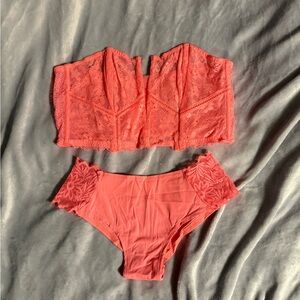 PINK Victoria's Secret Coral Lace Set